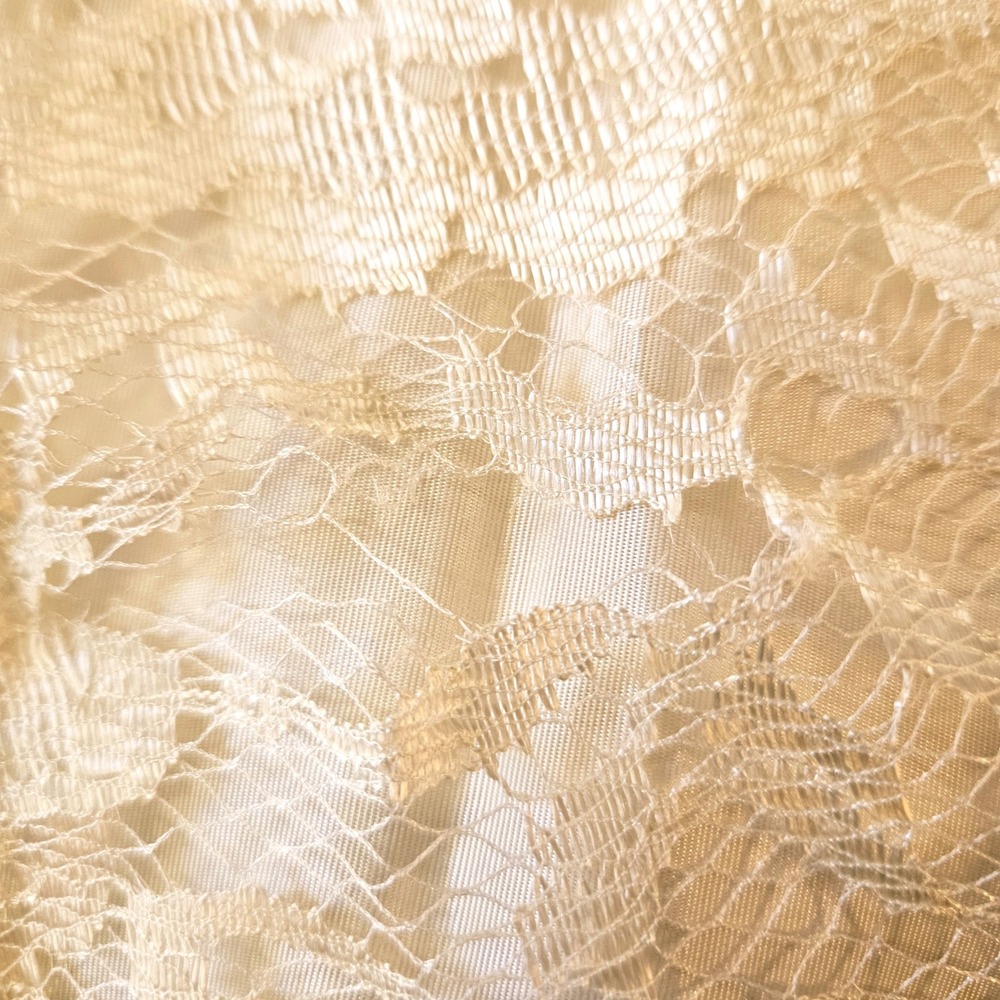 Vtg USA Shuet Young Ivory Lace Sequins Victorian Midi Dress Size 5-6 Cottagecore - Picture 14 of 16